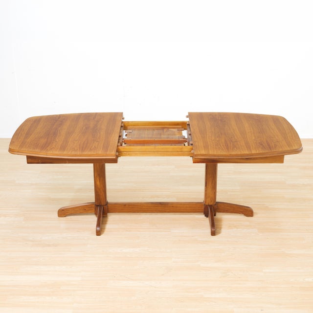 Brown Mid Century Scandinavian Teak Extending Dining Table For Sale - Image 8 of 12