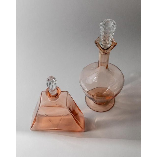 Vintage Rosaline Murano Glass Decanters with Stoppers, 1940s, Set of 2 For Sale - Image 6 of 11