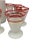 Set of 12 Flared Red and Gold Banded Liqueur Glasses With Cocktail Shaker For Sale - Image 4 of 9