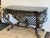 Design Plus Gallery presents an Iron Acanthus Leaf Console Table with Green Marble Surface. This ornate wrought iron and...