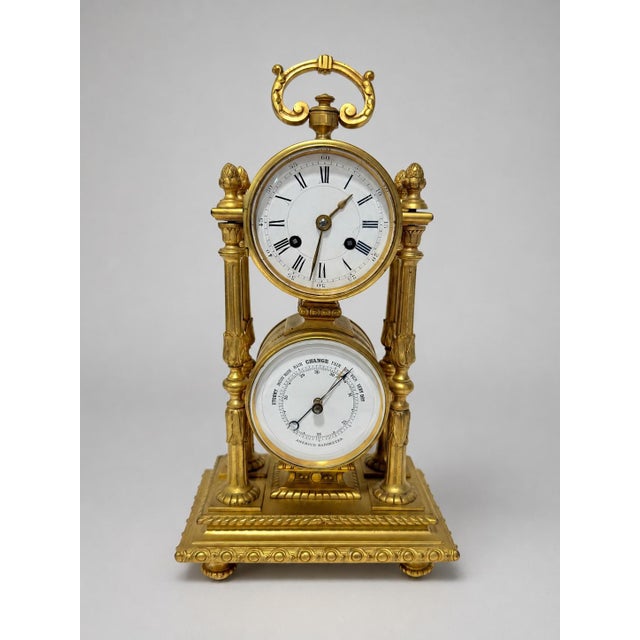 19th C. French Gilt Bronze Honoré Pons Médaille D’Or Clock and Aneroid Barometer For Sale In Providence - Image 6 of 10