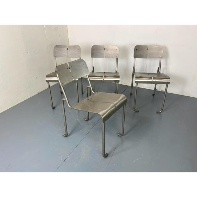 Modernist Architectural Stainless Steel Dining Chairs, 1980s, Set of 4 For Sale - Image 11 of 14