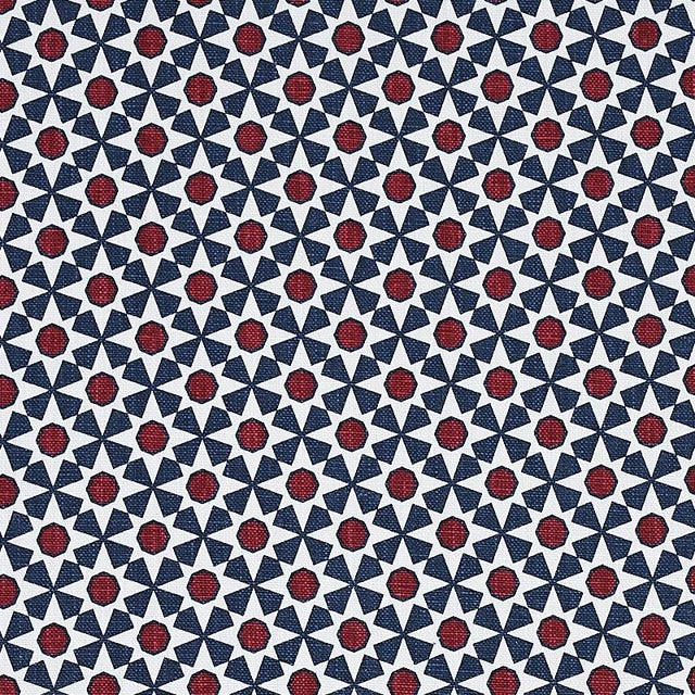 Contemporary Schumacher Serendipity Fabric in Navy & Red For Sale - Image 3 of 3
