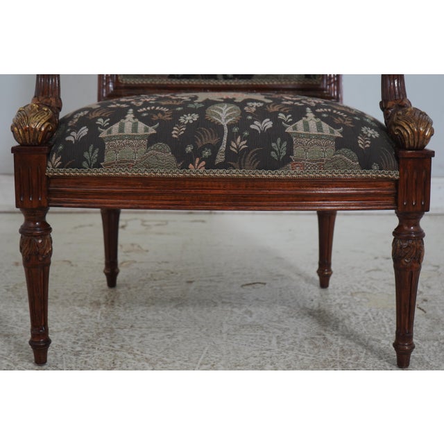 Pair of Louis XVI Style Gilded Wood Armchairs For Sale - Image 12 of 18