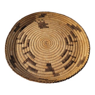 20th C Large Hand Woven Papago Tray For Sale