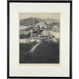 Circa 1960 "August" Woodcut Print Trial Proof by Linda Plotkin, Framed For Sale