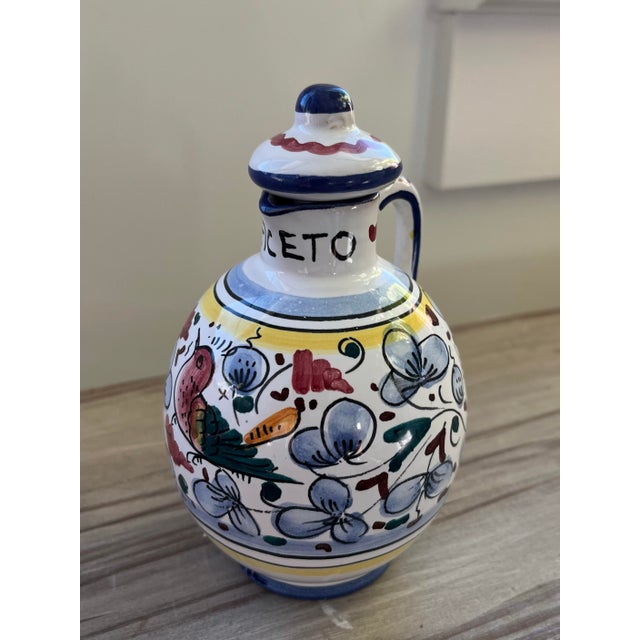 Add some hand-painted Italian brightness to your table this summer with this gorgeous O&V cruet set and cradle. Signed....