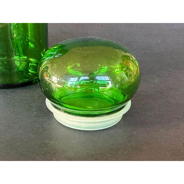 Vintage Green Glass Jar With Bubble Top For Sale - Image 9 of 12