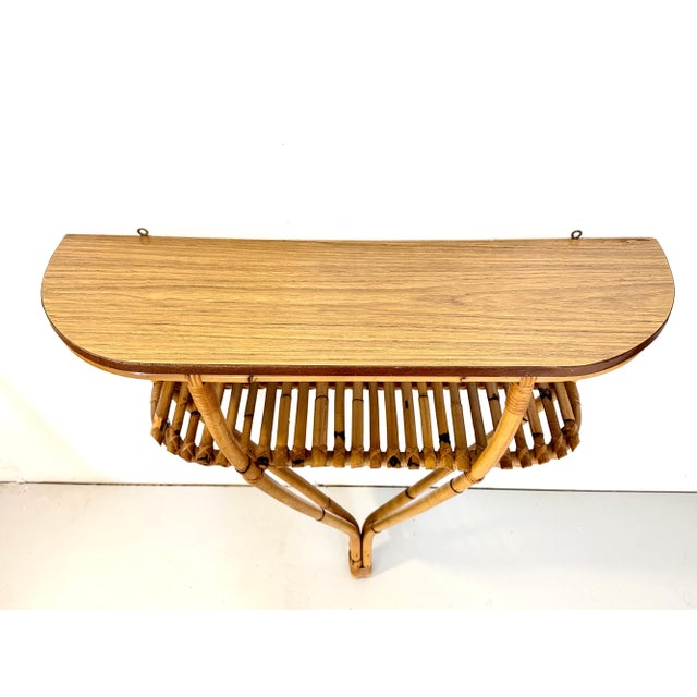 Demilune Console Table in Bamboo and Formica, Italy, 1970s For Sale - Image 6 of 12