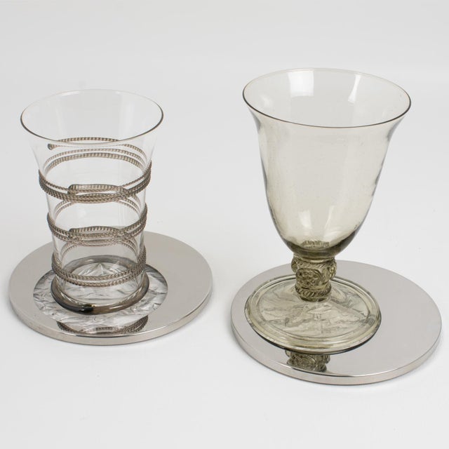1970s Willy Rizzo Style Ice Effect Lucite and Chrome Coasters, 9 pieces For Sale - Image 12 of 13