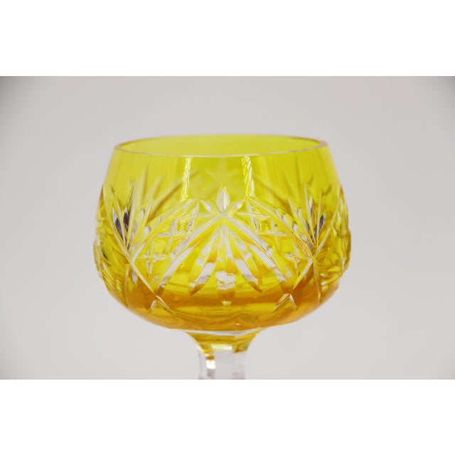 1900s Set of Six Colored Bohemia Crystal Wine Glasses For Sale - Image 16 of 16