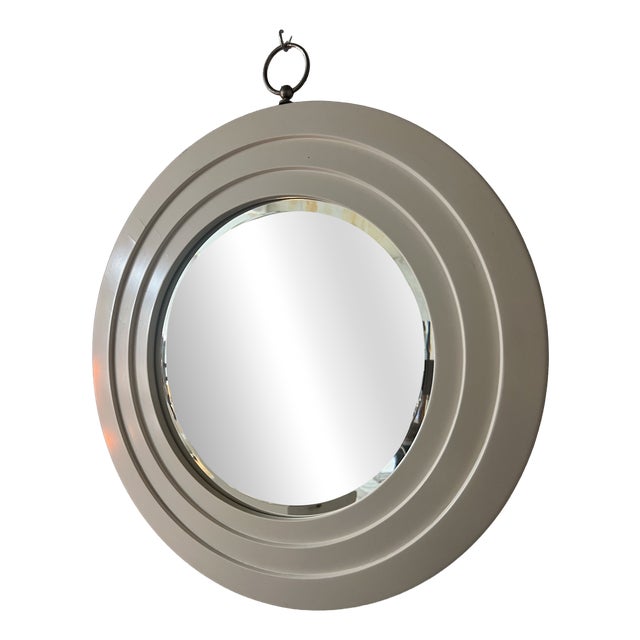 Italian Round Mirror with Sculptural Concentric Frame For Sale