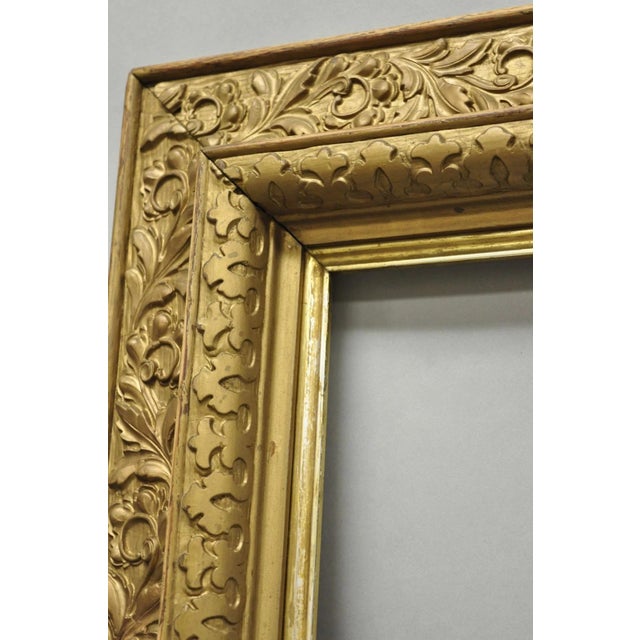 Antique Victorian Gold Gilt Oak Wood Leafy Scroll Deep Picture Frame 32.5 X 26.5 For Sale - Image 11 of 18
