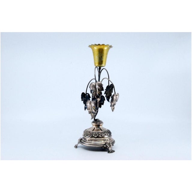 Silver Toothpick Holder with Golden Chalice, in Very Good conditions. Designed 1980 to 1989 This piece has an attribution...