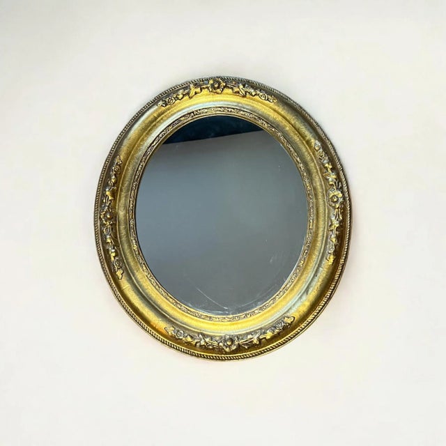Wood Art Nouveau Gold Leaf Wall Mirror, 1920s For Sale - Image 7 of 7