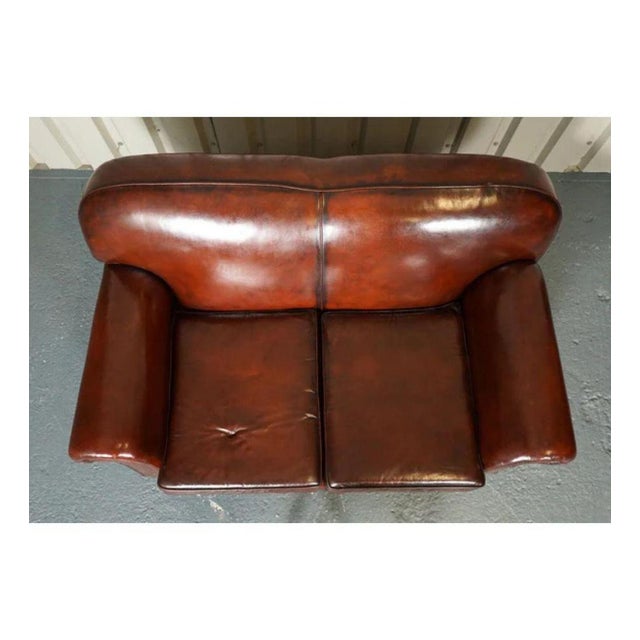 Victorian Maroon Dyed Leather Armchairs and Sofa, Set of 3 For Sale - Image 5 of 13