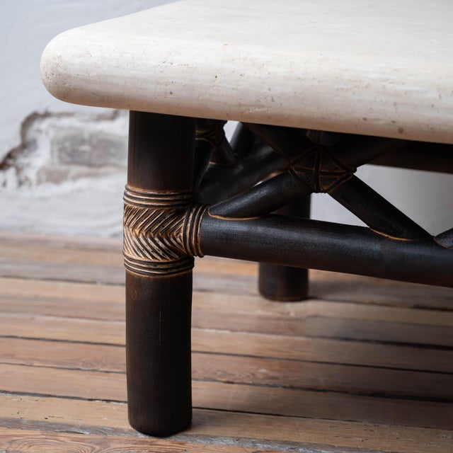 Shou Sugi Ban Bamboo and Stone Coffee Table, 1980s For Sale - Image 14 of 18