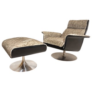 Set of Siesta 62 Lounge Chair with Ottoman by Jacques Brule for Hans Kaufeld, 1960s For Sale