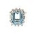 Silver 14k Gold 4 Carat Emerald Cut Aquamarine & Natural Diamond Ring, Size 7 For Sale - Image 8 of 9