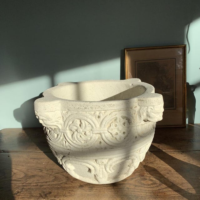 Antique Ivory Stone Planter For Sale - Image 9 of 15
