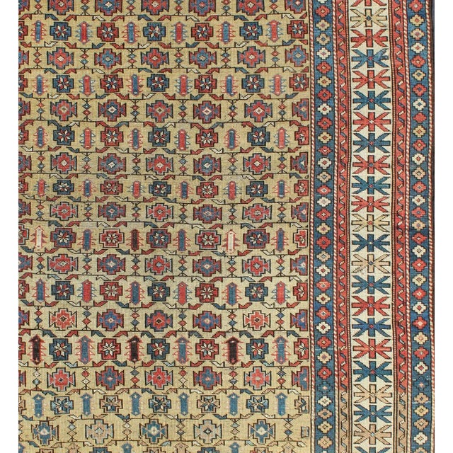 Traditional Late 19th Century Antique Kuba Rug With All-Over Geometric Design in Multi-Colors and Yellow For Sale - Image 3 of 6