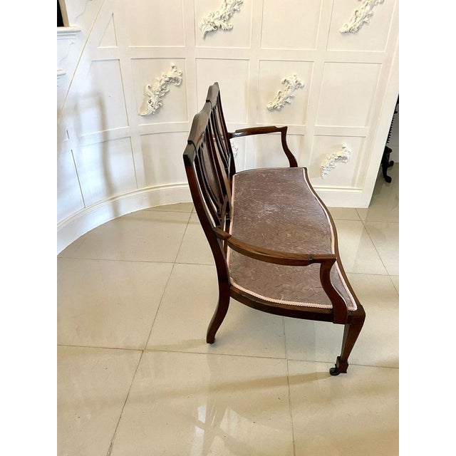 1900 - 1909 Antique Edwardian Mahogany Inlaid Sofa, 1900s For Sale - Image 5 of 18