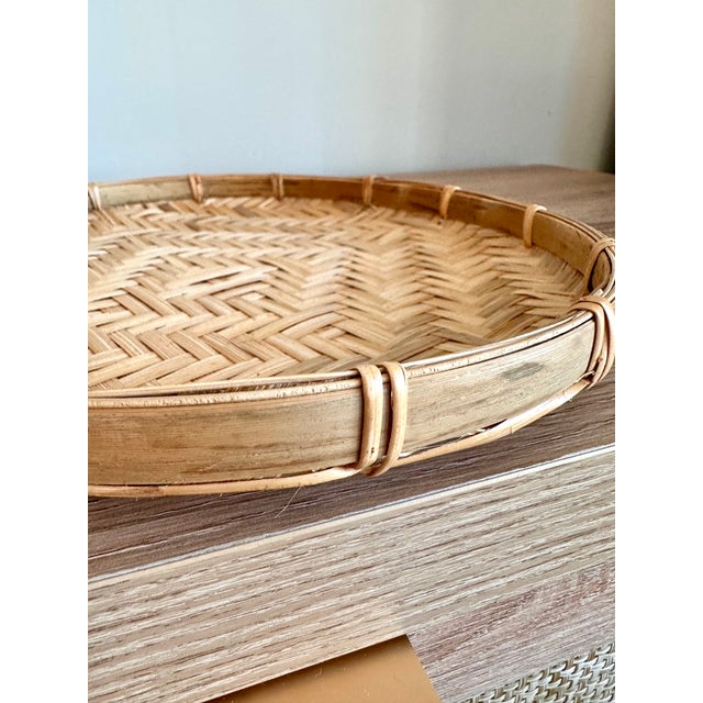 Handwoven Bamboo Round Decorative Trays, Set of 2 For Sale - Image 14 of 18