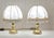 Metal Vintage Brass Table Lamps with Cream Fabric Shades, 1980s, Set of 2 For Sale - Image 7 of 7