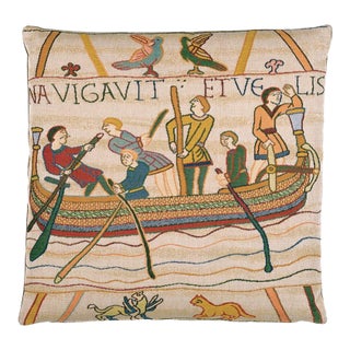 Bayeux Oarsmen Tapestry Cushion With Feather Filler - 46x46cm (18"x18") For Sale
