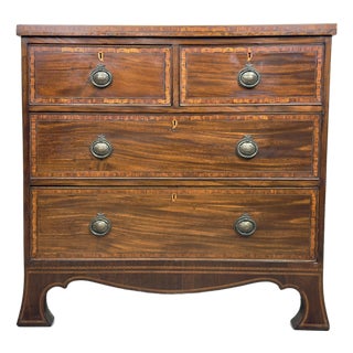 Early 19th Century European Mahogany Inlaid Chest of Drawers Bachelor’s Chest For Sale