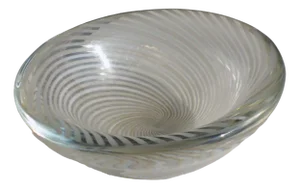 Italian Mezza Filigrana Murano Glass Bowl by Carlo Scarpa for Venini, 1950s