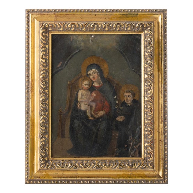 Our Lady, 19th Century, Oil on Copper For Sale