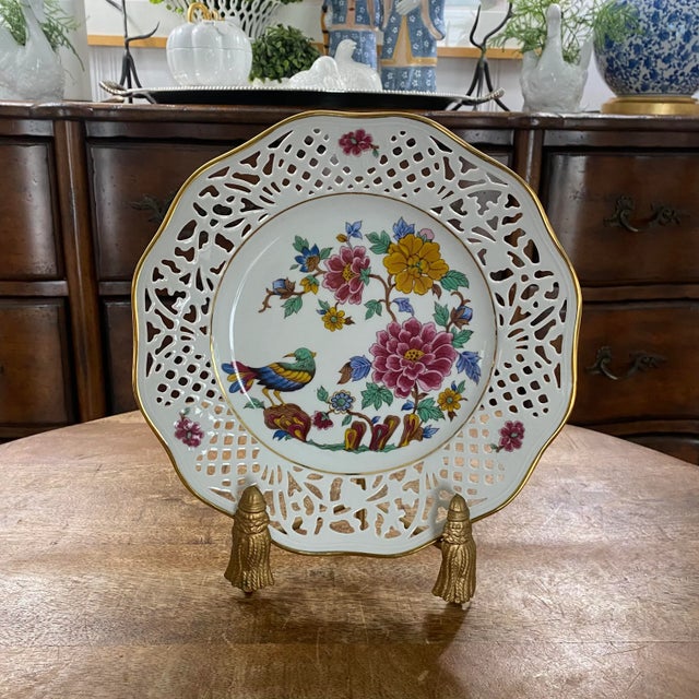 Late 20th Century Schumann Arzberg Bavaria Germany Dresden Style Reticulated Plate For Sale - Image 4 of 9