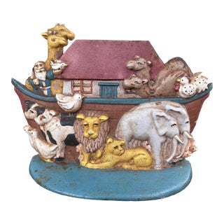 Vintage Midwest Taiwan Noah’s Ark Cast Iron Doorstop For Sale
