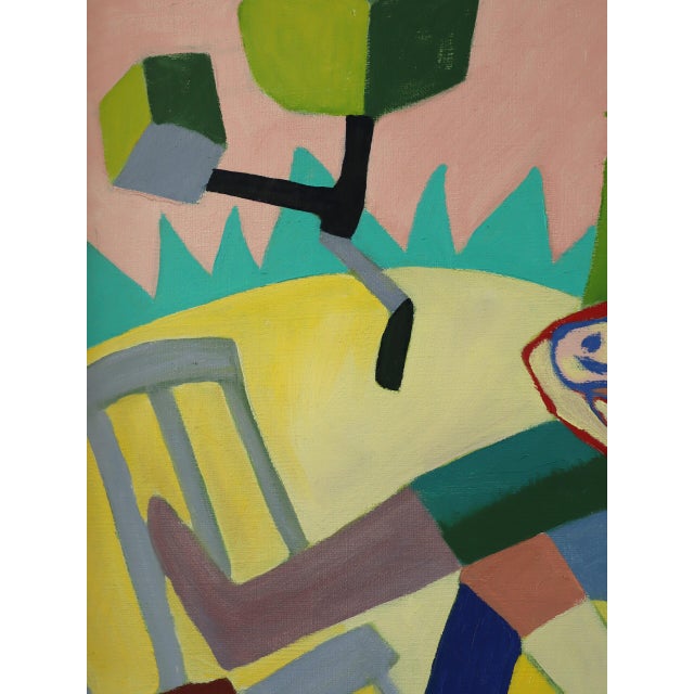 1986 'Cubist Picnic' Vintage Modern Original Swedish Cubist Abstract Figurative Oil Painting, Framed For Sale - Image 12 of 13