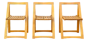 Trieste Folding Chairs in Beech by Aldo Jacober for Bazzani, Italy, 1960s, Set of 3