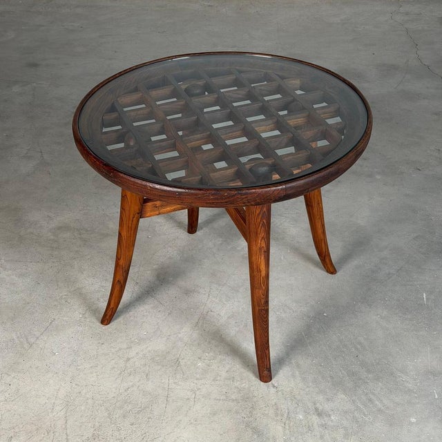 Brown Raised Coffee Table in Chestnut and Glass attributed to Mario Quarti, 1940s For Sale - Image 8 of 18