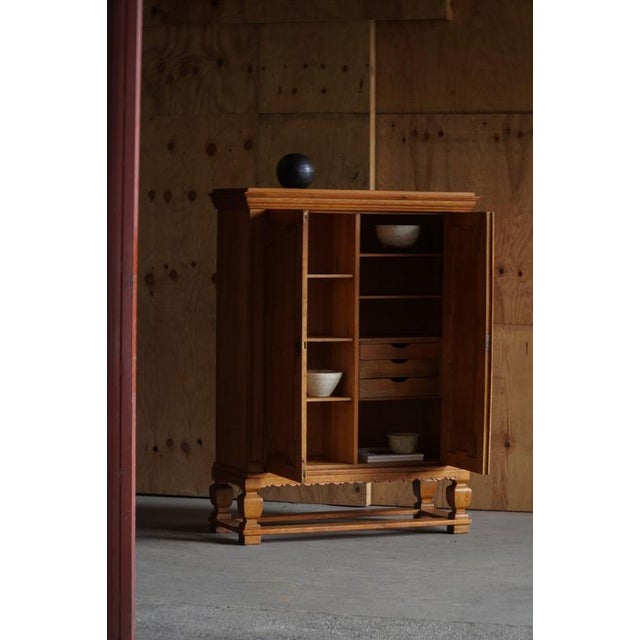 Mid-Century Modern Danish Oak Cabinet with Carved Doors and Decorative Base, 1950s For Sale - Image 15 of 17