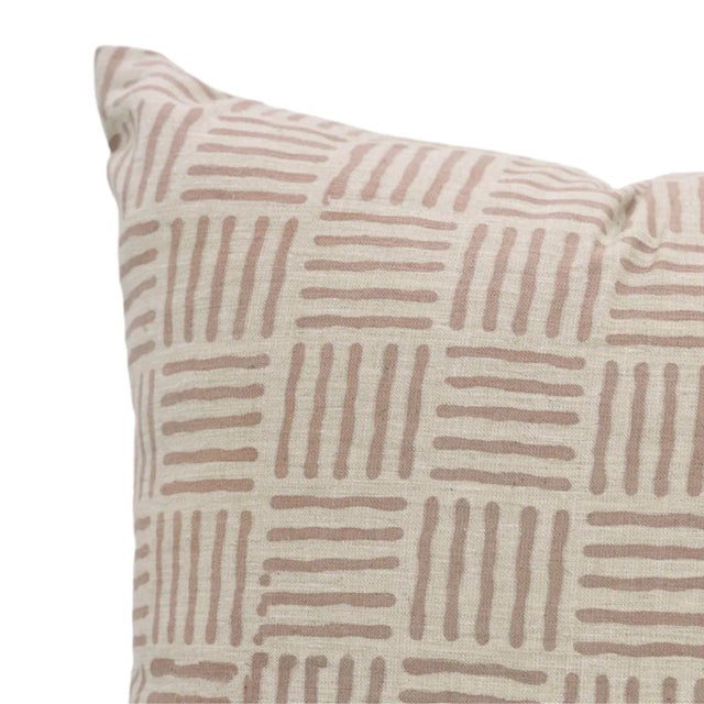 Handcrafted Pillow Cover With Block Print 16x16 Inch Linen Blend-Chauras For Sale - Image 4 of 4