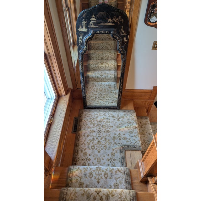 Strikingly beautiful large La Barge Chinoiserie Style Mirror with gold gilt accents. 58" high by 24" wide overall. The...