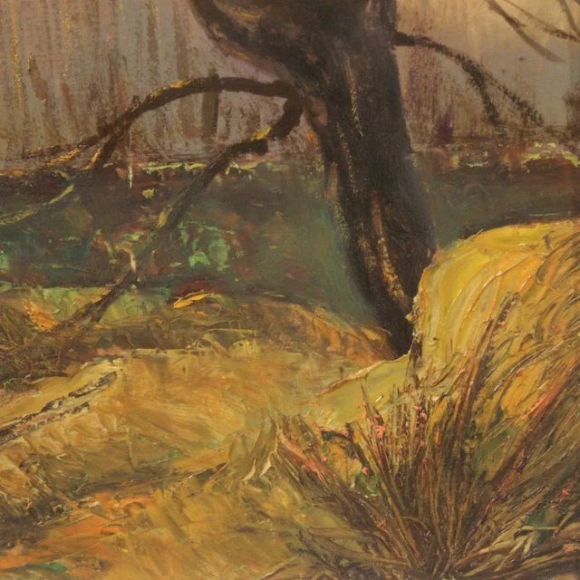 Italian painting from 20th century. Oil painting on Masonite depicting the Lombard countryside in Impressionist style of...