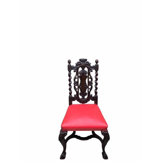 Antique Jacobean Revival Style Barley Twist Desk With Chair For Sale - Image 9 of 12