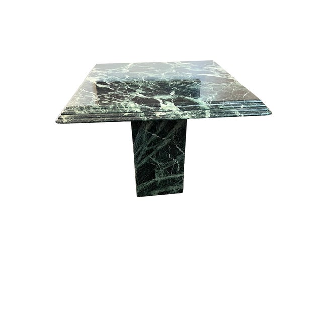 Vintage Green Marble Pedestal Table - Sculptural Stone Side Table / End Table For Sale In Los Angeles - Image 6 of 7
