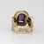 1980s 80s Vintage Amethyst Diamond Link Ring Sz 6.75 Wide Band 14k Yellow Gold Jewelry For Sale - Image 5 of 7