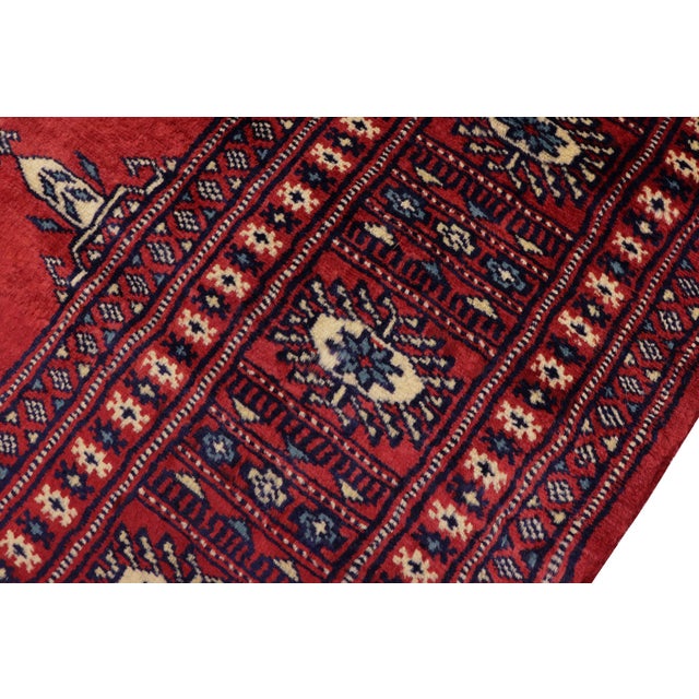 Tribal Bokhara Red/Blue Hand Knotted Wool Rug For Sale In New York - Image 6 of 8