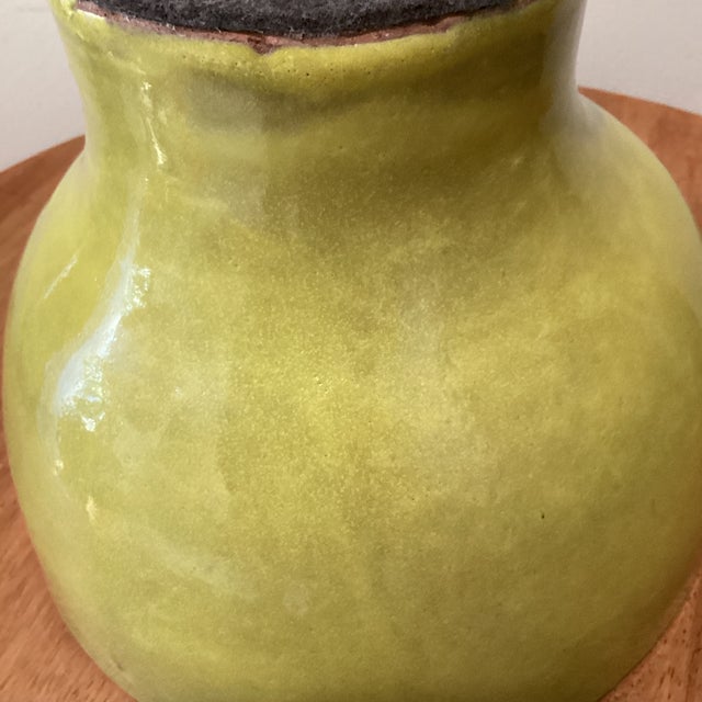 Mid 20th Century Modern Lime Glazed Art Pottery Footed Pedestal Vase/Vessel For Sale - Image 10 of 12