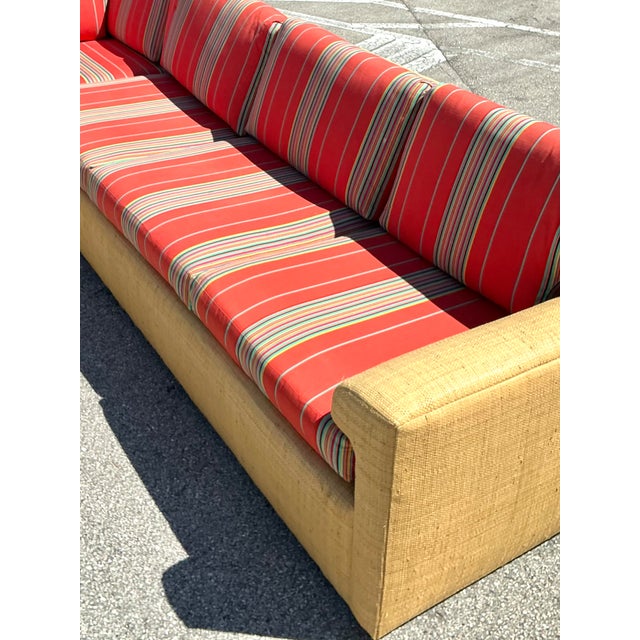 Early 21st Century Vintage Fabric and Seagrass Sectional Sofa For Sale - Image 5 of 13