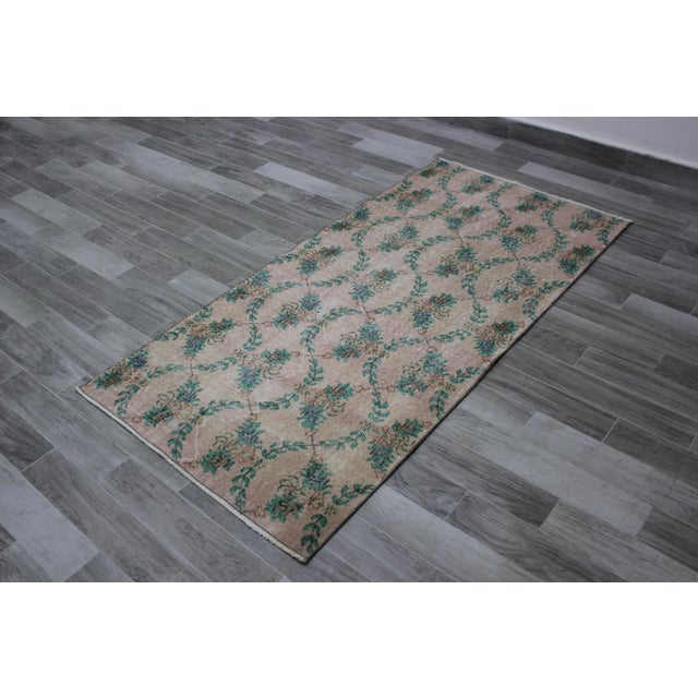 1970s Turkish Anatolian Handmade Floral Desing Runner Rug For Sale - Image 4 of 12
