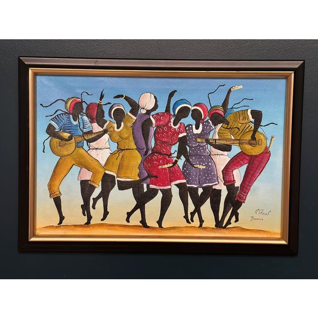 R. Shaw, Dancing Figures with Instruments, 1950s, Oil Painting on Canvas, Framed For Sale - Image 12 of 15