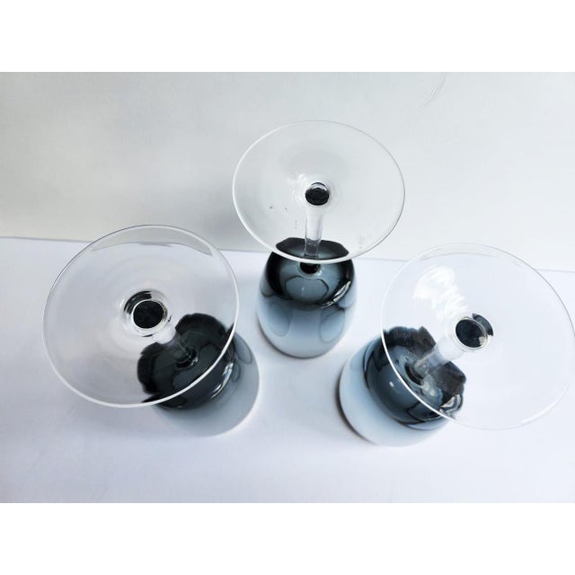 Charcoal 1970s Water Goblets in Midnight Mist/Smoke With Platinum Rim by Gorham Crystal, Set of 3 For Sale - Image 8 of 8